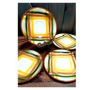 657. Set of 4 Vintage Bread Plates Homespun Plaid Vernonware